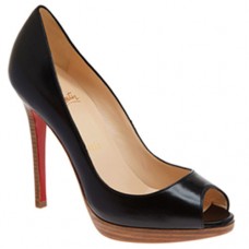 Zapatos de tacón Christian Louboutin Yolanda de 120 mm con puntera abierta, color negro. Zapatos de tacón Christian Louboutin Yolanda de 120 mm con puntera abierta, color negro.