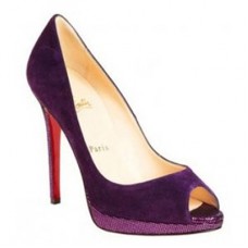 Zapatos de tacón Christian Louboutin Yolanda de 120 mm con puntera abierta, color morado. Zapatos de tacón Christian Louboutin Yolanda de 120 mm con puntera abierta, color morado.