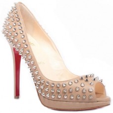 Zapatos de tacón Christian Louboutin Yolanda Spikes de 120 mm con puntera abierta, color rosa. Zapatos de tacón Christian Louboutin Yolanda Spikes de 120 mm con puntera abierta, color rosa.