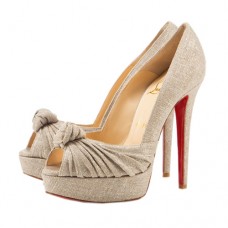 Christian Louboutin Greissimo 140 mm Peep Toe Bombas Taupe Christian Louboutin Greissimo 140 mm Peep Toe Bombas Taupe