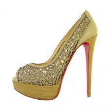 Zapatos de tacón Christian Louboutin Pampas de 140 mm con puntera abierta, color verde. Zapatos de tacón Christian Louboutin Pampas de 140 mm con puntera abierta, color verde.