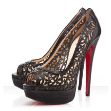 Zapatos de tacón Christian Louboutin Pampas de 140 mm con puntera abierta, color negro. Zapatos de tacón Christian Louboutin Pampas de 140 mm con puntera abierta, color negro.