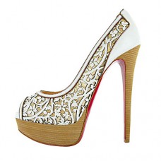 Zapatos de tacón Christian Louboutin Pampas de 140 mm con puntera abierta, color blanco. Zapatos de tacón Christian Louboutin Pampas de 140 mm con puntera abierta, color blanco.