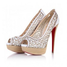 Zapatos de tacón Christian Louboutin Pampas de 140 mm con puntera abierta, color blanco. Zapatos de tacón Christian Louboutin Pampas de 140 mm con puntera abierta, color blanco.