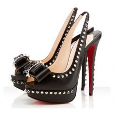 Zapatos de tacón Christian Louboutin Lady Clou de 140 mm con tira trasera, color negro. Zapatos de tacón Christian Louboutin Lady Clou de 140 mm con tira trasera, color negro.