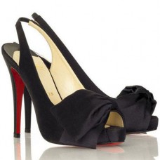 Zapatos de tacón Christian Louboutin Very Noeud de 120 mm con tira trasera, color negro. Zapatos de tacón Christian Louboutin Very Noeud de 120 mm con tira trasera, color negro.