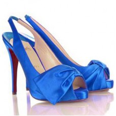 Zapatos Christian Louboutin Very Noeud de 120 mm con tira trasera, color azul. Zapatos Christian Louboutin Very Noeud de 120 mm con tira trasera, color azul.