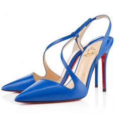 Zapatos de tacón Christian Louboutin June de 100 mm con tira trasera, color azul. Zapatos de tacón Christian Louboutin June de 100 mm con tira trasera, color azul.