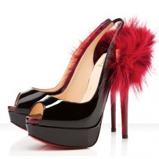Zapatos de tacón Christian Louboutin Lady Fur de 140 mm, color negro. Zapatos de tacón Christian Louboutin Lady Fur de 140 mm, color negro.