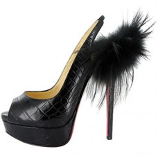 Zapatos de tacón Christian Louboutin Lady Fur de 140 mm, color negro. Zapatos de tacón Christian Louboutin Lady Fur de 140 mm, color negro.