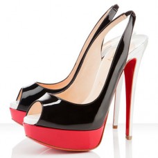 Zapatos de tacón Christian Louboutin Lady Peep de 140 mm, color negro/rojo. Zapatos de tacón Christian Louboutin Lady Peep de 140 mm, color negro/rojo.