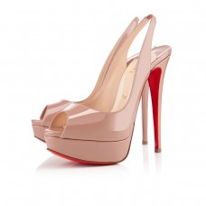 Zapatos de tacón Christian Louboutin Lady Peep de 140 mm, color nude. Zapatos de tacón Christian Louboutin Lady Peep de 140 mm, color nude.