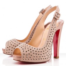 Zapatos de tacón con tira trasera Christian Louboutin Aicha de 120 mm, color nude. Zapatos de tacón con tira trasera Christian Louboutin Aicha de 120 mm, color nude.