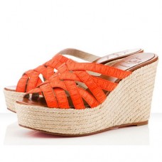 Christian Louboutin Crepon 100mm Cuñas Naranja Christian Louboutin Crepon 100mm Cuñas Naranja