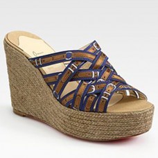 Sandalias de cuña Christian Louboutin Crepon de 100 mm azules Sandalias de cuña Christian Louboutin Crepon de 100 mm azules