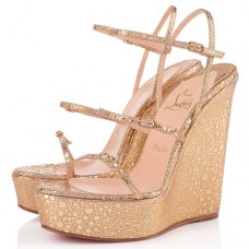 Sandalias de cuña Christian Louboutin 123 Zeppa de 140 mm color oro Sandalias de cuña Christian Louboutin 123 Zeppa de 140 mm color oro