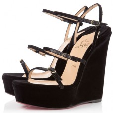 Sandalias de cuña Christian Louboutin 123 Zeppa de 140 mm, color negro. Sandalias de cuña Christian Louboutin 123 Zeppa de 140 mm, color negro.