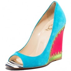 Sandalias de cuña Christian Louboutin Miramar de 100 mm azules Sandalias de cuña Christian Louboutin Miramar de 100 mm azules