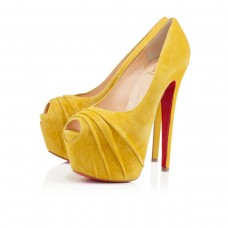 Zapatos de tacón Christian Louboutin Drapesse de 160 mm con puntera abierta, color amarillo. Zapatos de tacón Christian Louboutin Drapesse de 160 mm con puntera abierta, color amarillo.