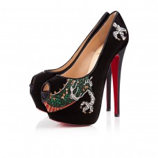Zapatos de tacón Christian Louboutin Highness de 160 mm con puntera abierta, color negro. Zapatos de tacón Christian Louboutin Highness de 160 mm con puntera abierta, color negro.