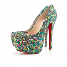 Zapatos de tacón Christian Louboutin Highness Strass de 160 mm con puntera abierta, multicolor. Zapatos de tacón Christian Louboutin Highness Strass de 160 mm con puntera abierta, multicolor.