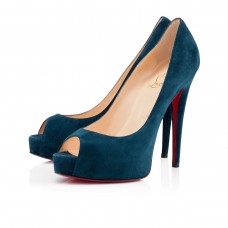 Zapatos de tacón Christian Louboutin Vendome de 120 mm con puntera abierta, color azul. Zapatos de tacón Christian Louboutin Vendome de 120 mm con puntera abierta, color azul.