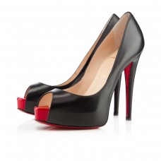 Zapatos de tacón Christian Louboutin Vendome de 120 mm con puntera abierta, color negro/rojo. Zapatos de tacón Christian Louboutin Vendome de 120 mm con puntera abierta, color negro/rojo.