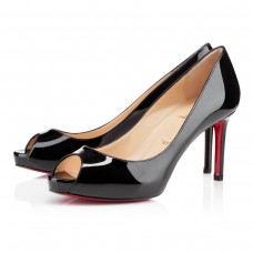 Zapatos de tacón Christian Louboutin No Matter de 80 mm con puntera abierta, color negro. Zapatos de tacón Christian Louboutin No Matter de 80 mm con puntera abierta, color negro.