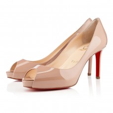 Zapatos de tacón con puntera abierta Christian Louboutin No Matter de 80 mm, color nude. Zapatos de tacón con puntera abierta Christian Louboutin No Matter de 80 mm, color nude.