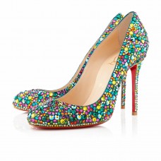 Zapatos Christian Louboutin Fifi Strass de 100 mm para ocasiones especiales, multicolor. Zapatos Christian Louboutin Fifi Strass de 100 mm para ocasiones especiales, multicolor.