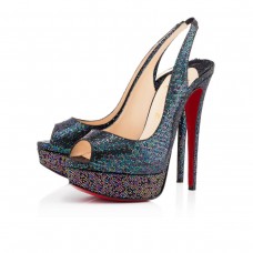 Bolso bandolera Christian Louboutin Lady Peep de 140 mm para ocasiones especiales, color azul kohl. Bolso bandolera Christian Louboutin Lady Peep de 140 mm para ocasiones especiales, color azul kohl.