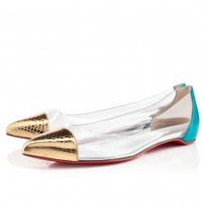 Christian Louboutin Corbeau Sandalias Planas Oro/Caraibes Christian Louboutin Corbeau Sandalias Planas Oro/Caraibes