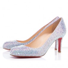 Zapatos Christian Louboutin Fifi Strass de 100 mm para ocasiones especiales, color plata. Zapatos Christian Louboutin Fifi Strass de 100 mm para ocasiones especiales, color plata.