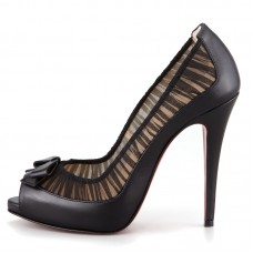 Zapatos de tacón Christian Louboutin Angelique de 120 mm con puntera abierta, color negro. Zapatos de tacón Christian Louboutin Angelique de 120 mm con puntera abierta, color negro.