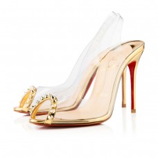 Zapatos de tacón Christian Louboutin Ring My Toe de 80 mm, color dorado. Zapatos de tacón Christian Louboutin Ring My Toe de 80 mm, color dorado.