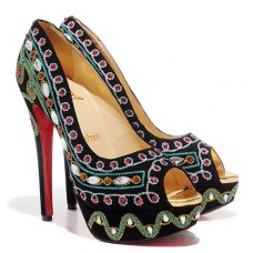 Zapatos de tacón Christian Louboutin Bollywoody de 140 mm con puntera abierta, color negro. Zapatos de tacón Christian Louboutin Bollywoody de 140 mm con puntera abierta, color negro.