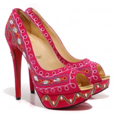 Zapatos de tacón Christian Louboutin Bollywoody de 140 mm con puntera abierta, color rosa fucsia. Zapatos de tacón Christian Louboutin Bollywoody de 140 mm con puntera abierta, color rosa fucsia.