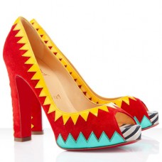Zapatos de tacón Christian Louboutin Tibu de 120 mm con puntera abierta, color rojo. Zapatos de tacón Christian Louboutin Tibu de 120 mm con puntera abierta, color rojo.