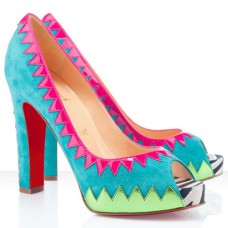 Zapatos de tacón Christian Louboutin Tibu de 120 mm con puntera abierta, color azul. Zapatos de tacón Christian Louboutin Tibu de 120 mm con puntera abierta, color azul.