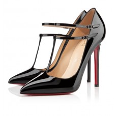 Zapatos de tacón Christian Louboutin con escote en V de 100 mm, color negro. Zapatos de tacón Christian Louboutin con escote en V de 100 mm, color negro.