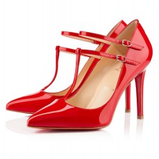 Zapatos de tacón Christian Louboutin con escote en V de 100 mm, color rojo. Zapatos de tacón Christian Louboutin con escote en V de 100 mm, color rojo.