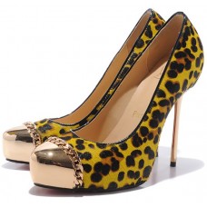 Zapatos de tacón Christian Louboutin Metalipp de 120 mm, estampado leopardo/amarillo