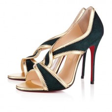 Zapatos de tacón Christian Louboutin Suzanana de 100 mm con puntera abierta, color verde. Zapatos de tacón Christian Louboutin Suzanana de 100 mm con puntera abierta, color verde.
