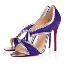Zapatos de tacón Christian Louboutin Suzanana de 100 mm con puntera abierta, color morado. Zapatos de tacón Christian Louboutin Suzanana de 100 mm con puntera abierta, color morado.