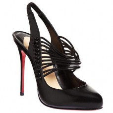 Zapatos de tacón Christian Louboutin Mille Cordes de 100 mm con tira trasera, color negro. Zapatos de tacón Christian Louboutin Mille Cordes de 100 mm con tira trasera, color negro.