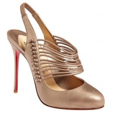 Zapatos de tacón Christian Louboutin Mille Cordes de 100 mm, color champán. Zapatos de tacón Christian Louboutin Mille Cordes de 100 mm, color champán.