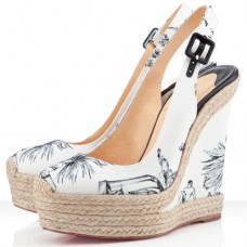 Sandalias de cuña Christian Louboutin Everesta de 140 mm blancas Sandalias de cuña Christian Louboutin Everesta de 140 mm blancas