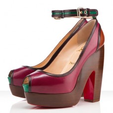 Zapatos de tacón Christian Louboutin Minimi de 140 mm con puntera abierta, color burdeos. Zapatos de tacón Christian Louboutin Minimi de 140 mm con puntera abierta, color burdeos.